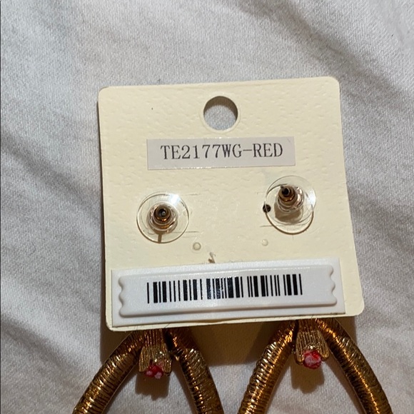 Red & Gold Rope Dangle Earrings - Picture 4 of 4